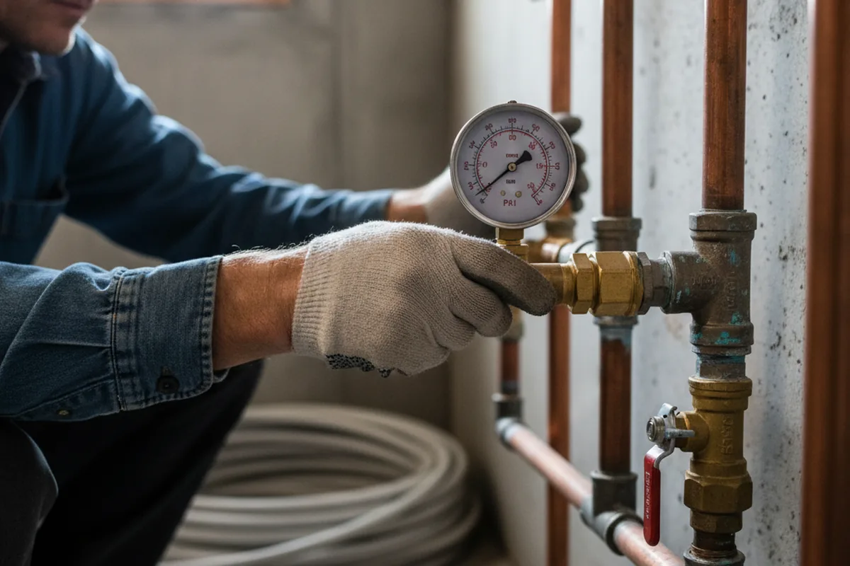 Pressure testing a repaired line during Water Line Repair in Mico